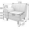 Серия Флагман секция кресельная правая Fl1R 770 х 770 х 735 (кожзам 2 кат.)