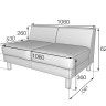 Серия Эволюшн секция  двухместная  EVO 2 1060 х 730 х 620 (кожзам 2 кат.)
