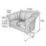 Серия Нео диван двухместный N2 1450 х 890 х 730 (кожзам 3 кат.)