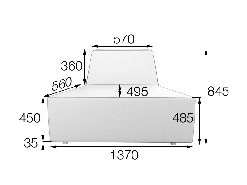 Серия Оригами секция  Or-2A  1370 х 705 х 845 (кожзам 3 кат.)